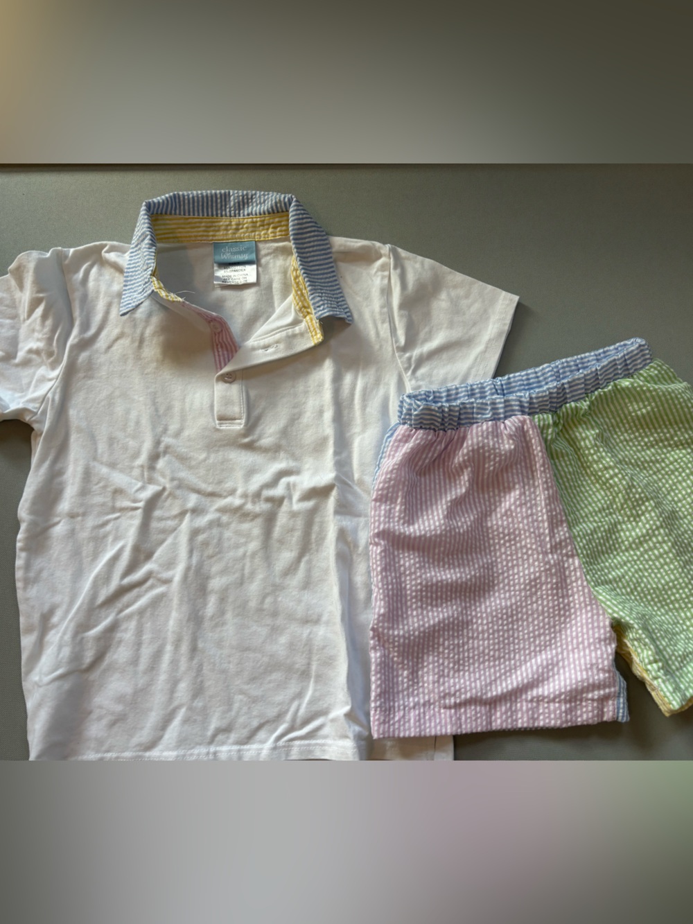 Classic Whimsy Seersucker Polo and Shorts Set Size 8